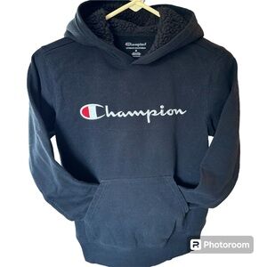 Champion Pullover Hoodie Sweatshirt - Black - Unisex Youth Sz. M - EUC
